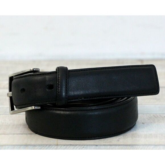 PERRY ELLIS PORTFOLIO BLACK GENUINE LEATHER DRESS CASUAL MEN'S BELT 38/95 (F95 - Picture 3 of 7